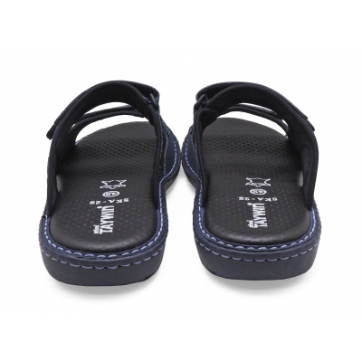 รองเท้าแตะ SKA-25 หนังนูบักกรมท่า-นูบักออยล์ดำ-ตาข่ายเทา